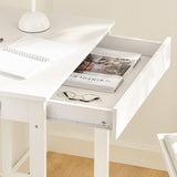 Small White Desk with Drawer Hooks