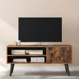 Wooden Look TV Console Stand With Storage Shelf & Cupboard