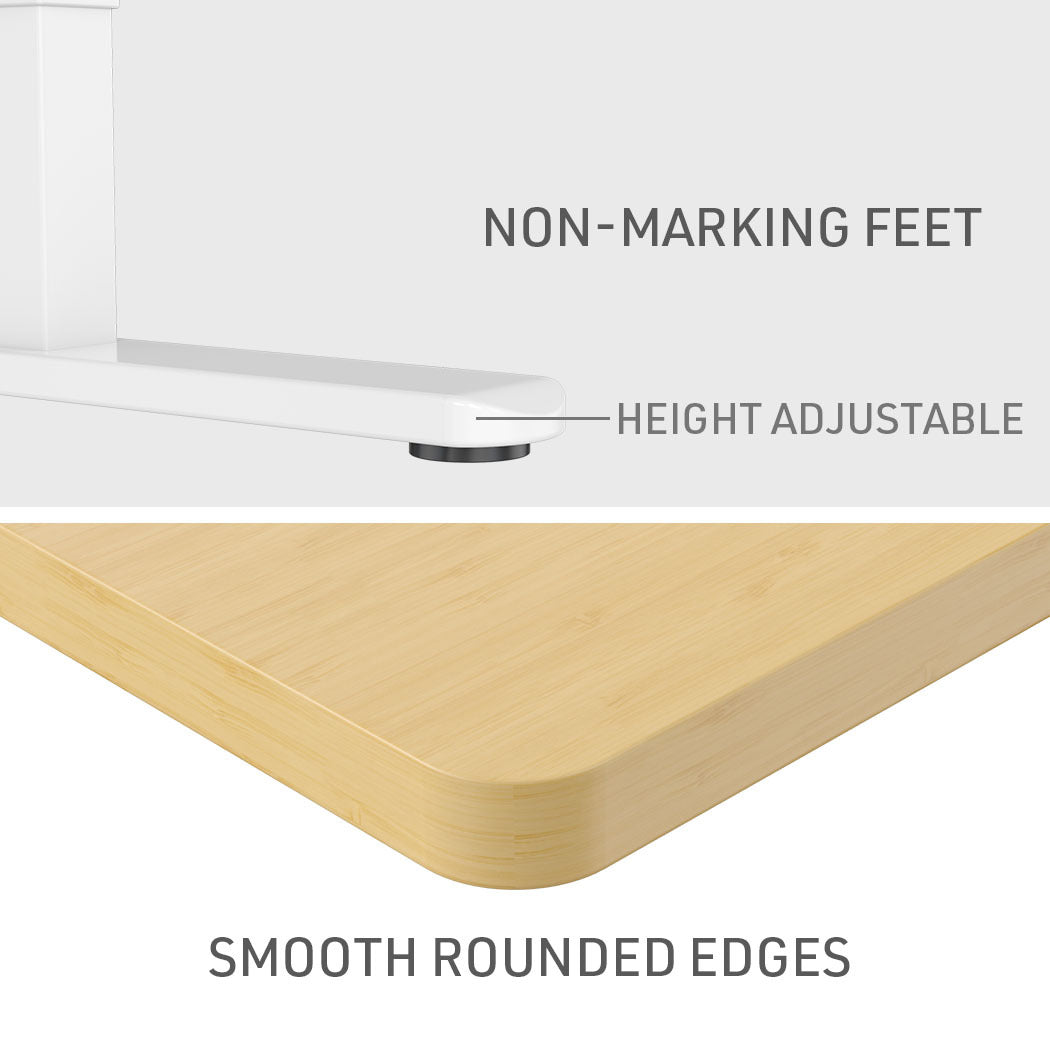 Fortia Sit To Stand Up Standing Desk, 140x60cm, 72-118cm Electric Height Adjustable, 70kg Load, White Oak Style/White Frame