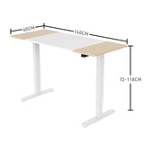 Fortia Sit To Stand Up Standing Desk, 140x60cm, 72-118cm Electric Height Adjustable, 70kg Load, Light Oak Style/White Frame