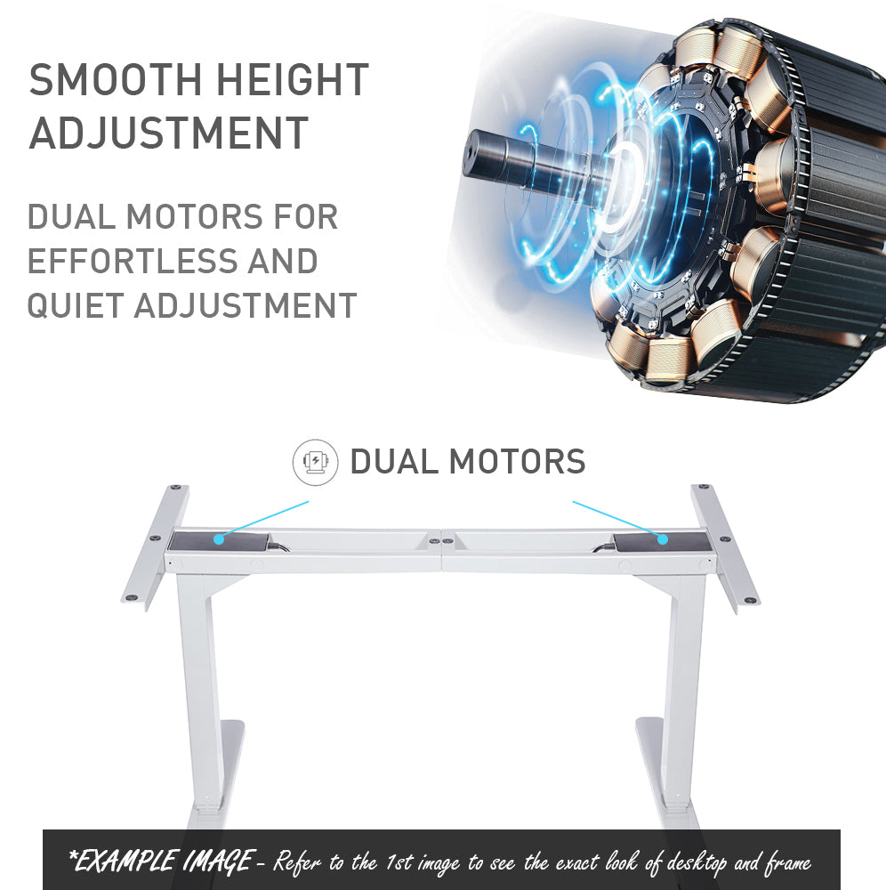 Fortia Sit To Stand Up Standing Desk, 150x70cm, 62-128cm Electric Height Adjustable, Dual Motor, 120kg Load, Arched, White/Black Frame