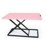 Fortia Desk Riser 74cm Wide Adjustable Sit to Stand for Dual Monitor, Keyboard, Laptop, Pink