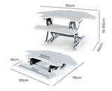 Fortia Corner Desk Riser 110cm Wide Adjustable Sit to Stand for Dual Monitor, Keyboard, Laptop, White