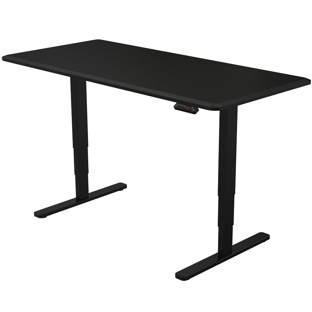 Fortia Sit To Stand Up Standing Desk, 150x70cm, 62-128cm Electric Height Adjustable, Dual Motor, 120kg Load, Black/Black Frame