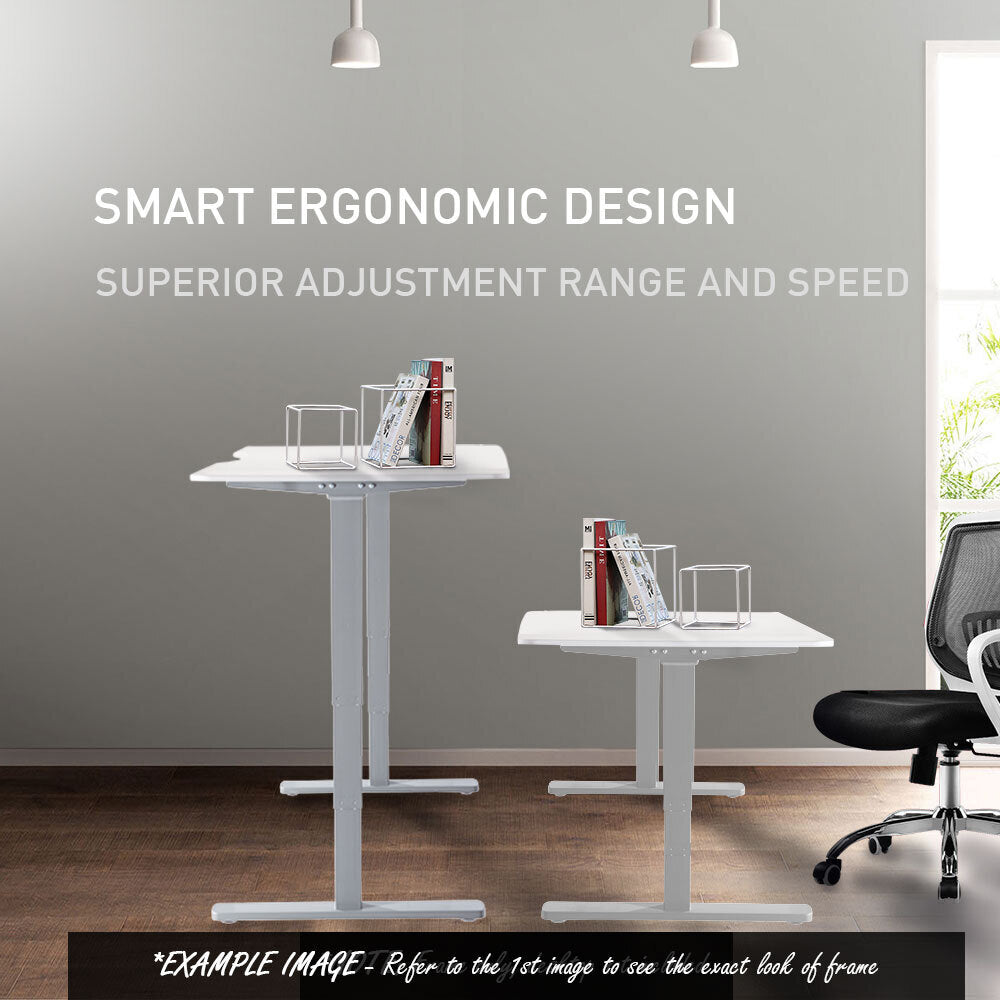 Fortia Sit To Stand Up Standing Desk, 150x70cm, 62-128cm Electric Height Adjustable, Dual Motor, 120kg Load, White Oak Style/Silver Frame