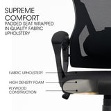 FORTIA Ergonomic Office Desk Chair, Height Adjustable Lumbar Support, Mesh Fabric, Headrest, Black