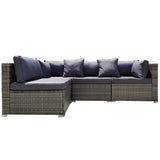 LONDON RATTAN 4 Seater Modular Outdoor Lounge Sofa Setting, Grey