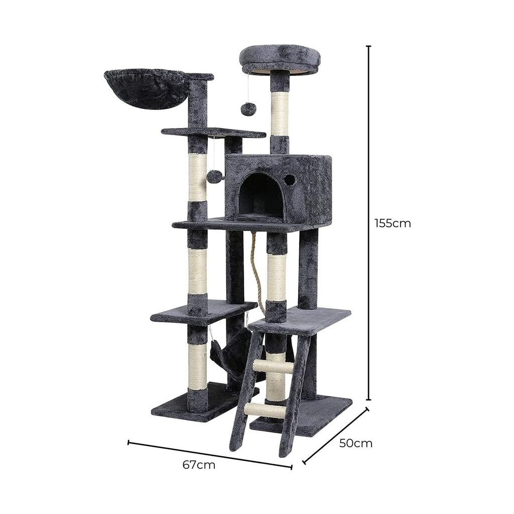 Floofi 155cm Plush Cat Condo Cat Tree Dark Grey FI-CT-173-ZZ