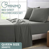 GOMINIMO 4 Pcs Bed Sheet Set 2000 Thread Count Ultra Soft Microfiber - Queen (Grey) GO-BS-103-XS