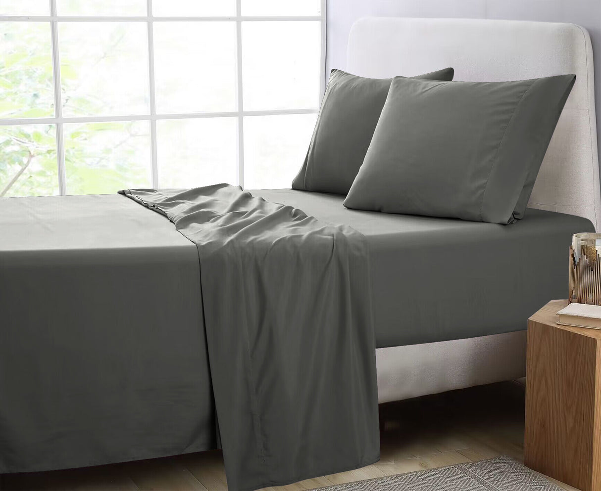 GOMINIMO 4 Pcs Bed Sheet Set 1000 Thread Count Ultra Soft Microfiber - Queen (Grey) GO-BS-115-XS