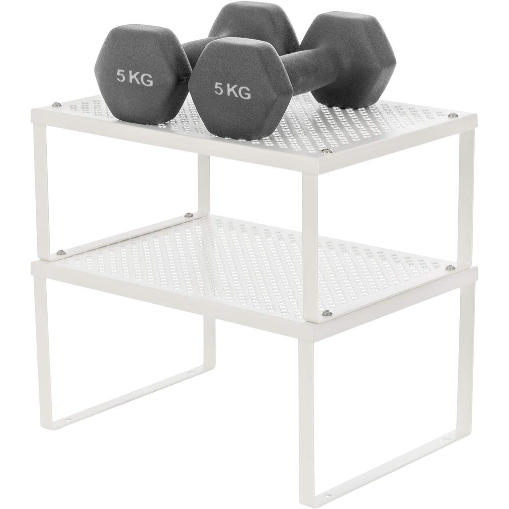 SONGMICS Cabinet Shelf Organizers Set of 4 Metal Kitchen Counter Shelves White KCS006W01