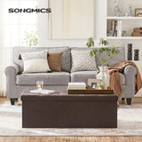 SONGMICS 109cm Folding Storage Ottoman Bench with Storage Space Brown