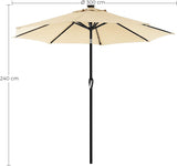 SONGMICS 3m Solar Lighted Outdoor Patio Umbrella Cream