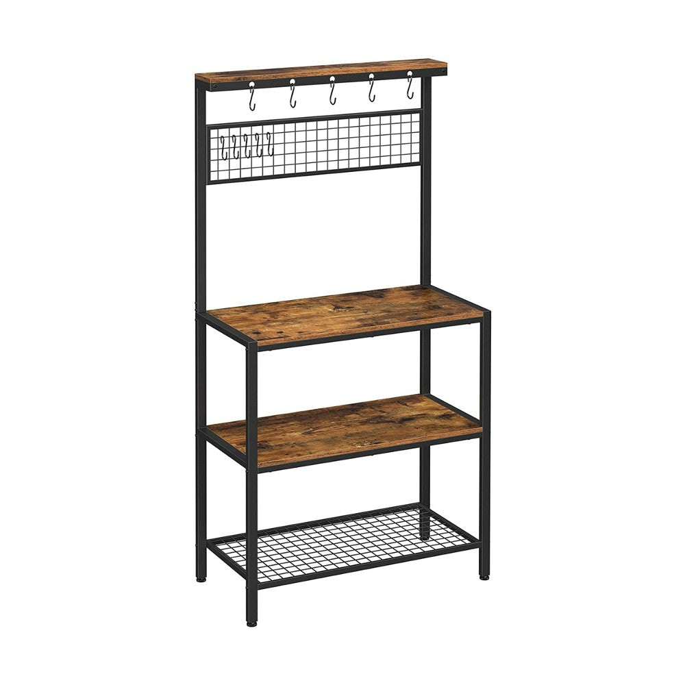 VASAGLE Industrial Kitchen Baker's Rack Kitchen Unit with Storage Shelves Rustic Brown KKS17BX