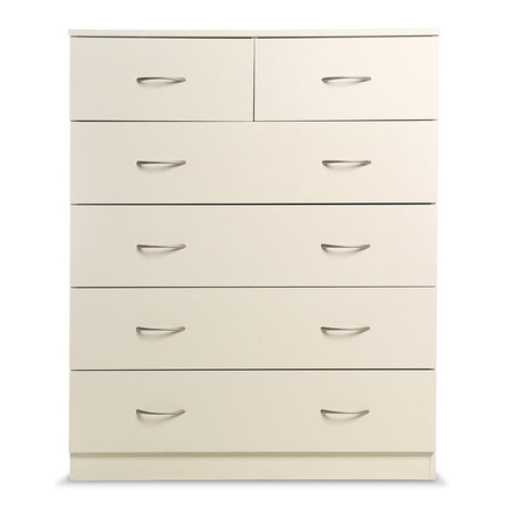 Sarantino Tallboy Dresser 6 Chest Of Drawers Cabinet 85 X 39.5 X 105 - White