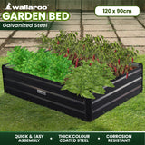 Wallaroo Garden Bed 120 x 90 x 30cm Galvanized Steel - Black