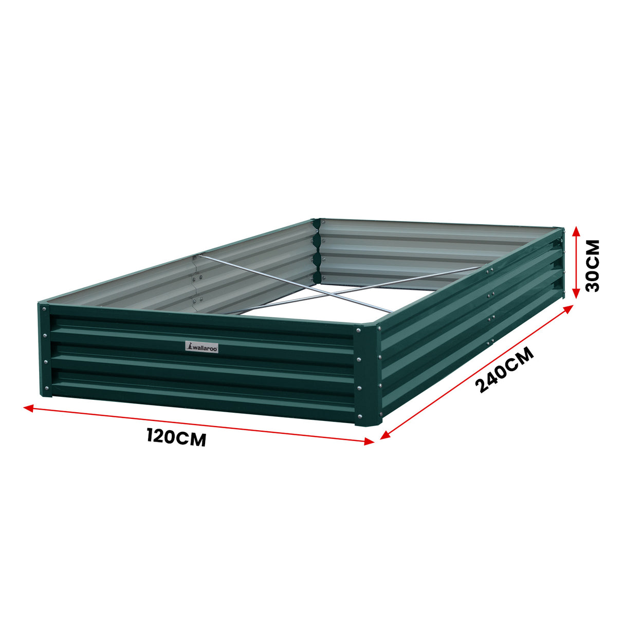 Wallaroo Garden Bed 240 x 120 x 30cm Galvanized Steel - Green