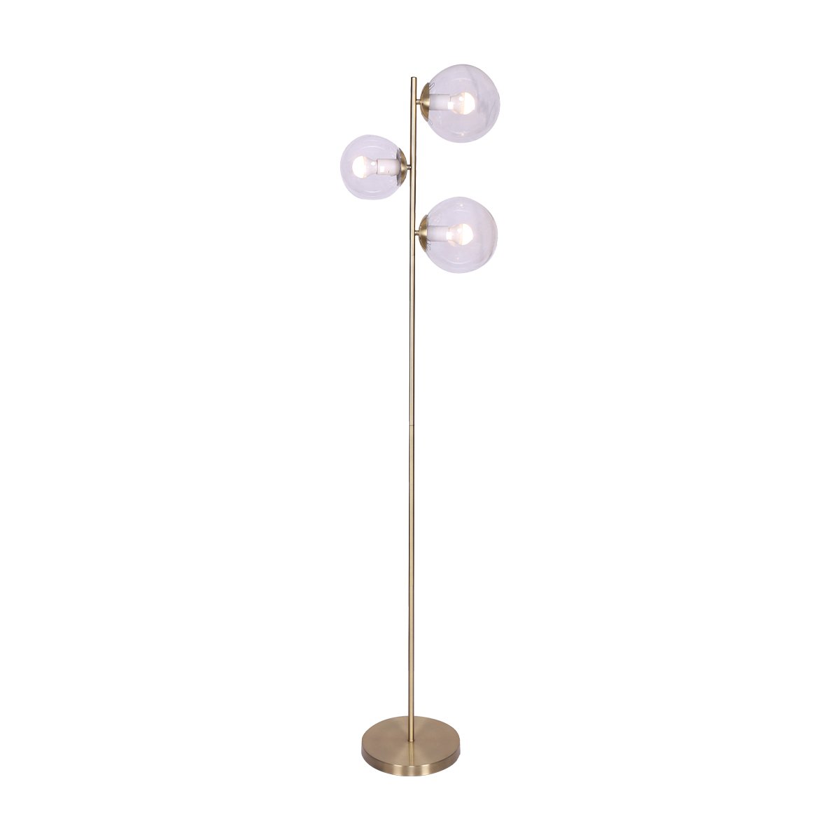 Sarantino 3-Light Gold Metal Floor Lamp with Glass Shades