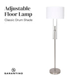 Sarantino Brushed Nickel Height-Adjustable Metal Floor Lamp