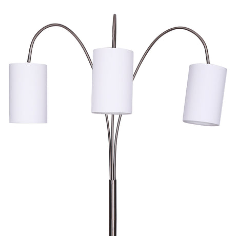 Sarantino 3-Light Metal Arc Floor Lamp - Nickel & Marble Finish