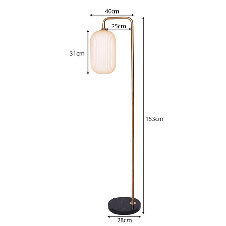 Sarantino Metal Floor Lamp With Opal Glass Shade