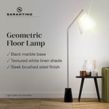 Sarantino Metal Floor Lamp Nickel Finish with Black Marble Base