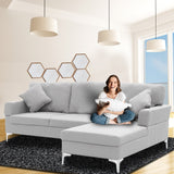 Sarantino Linen Corner Sofa Couch Lounge L-shape W/left Chaise Seat Light Grey