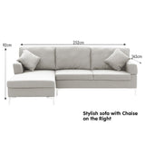 Sarantino Linen Corner Sofa Couch Lounge L-shape W/right Chaise Seat Light Grey