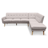 Sarantino Faux Linen Corner Sofa Lounge L-shaped Chaise Light Grey