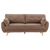 Sarantino 3 Seater Modular Linen Fabric Sofa Bed Couch Futon Suite - Brown