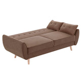 Sarantino 3 Seater Modular Linen Fabric Sofa Bed Couch Futon Suite - Brown