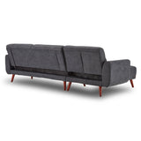 Sarantino Faux Velvet Sofa Bed Couch Lounge Chaise Cushions Dark Grey