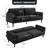 Sarantino Faux Velvet Sofa Bed Couch Furniture Lounge Suite - Black