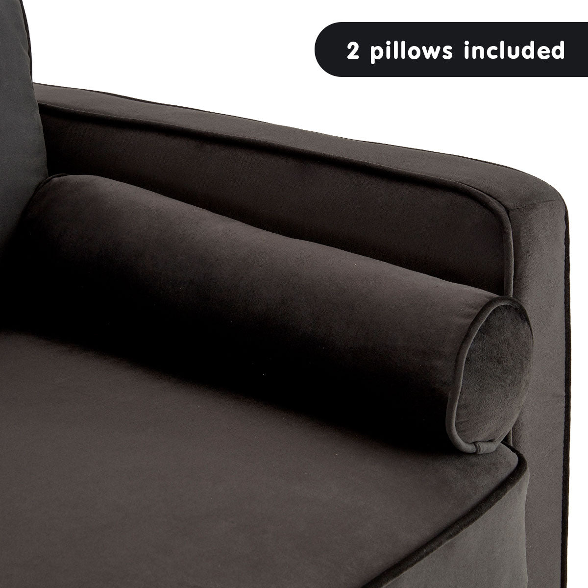 Sarantino Faux Velvet Sofa Bed Couch Furniture Lounge Suite - Black