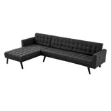 Sarantino 3-Seater Corner Wooden Sofa Bed Lounge Chaise Sofa Black