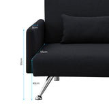 Sarantino  Mia 3-Seater Sofa Bed with Chaise & 3 Pillows - Black