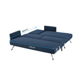 Sarantino Mia 3-Seater Sofa Bed with Chaise & 3 Pillows - Blue