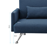 Sarantino Mia 3-Seater Sofa Bed with Chaise & 3 Pillows - Blue