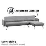 Sarantino Mia 3-Seater Corner Sofa Bed Chaise and Pillows Dark Grey