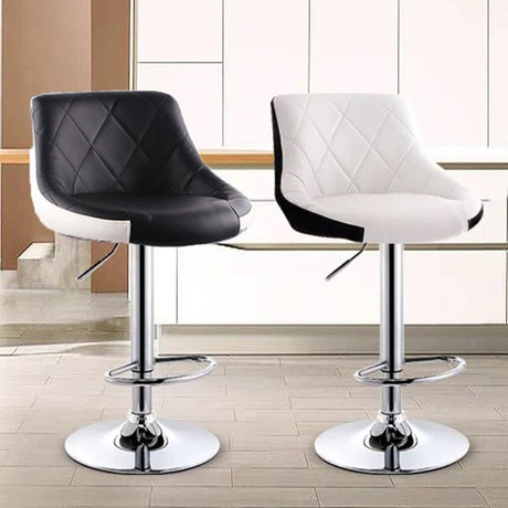 Bar Stools Kitchen Bar Stool Leather Barstools Swivel Gas Lift Counter Chairs x2 BS8403 Black