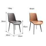 Minimal List Dining Chairs PU Retro Chair Cafe Kitchen Modern Metal Legs x 2 Grey