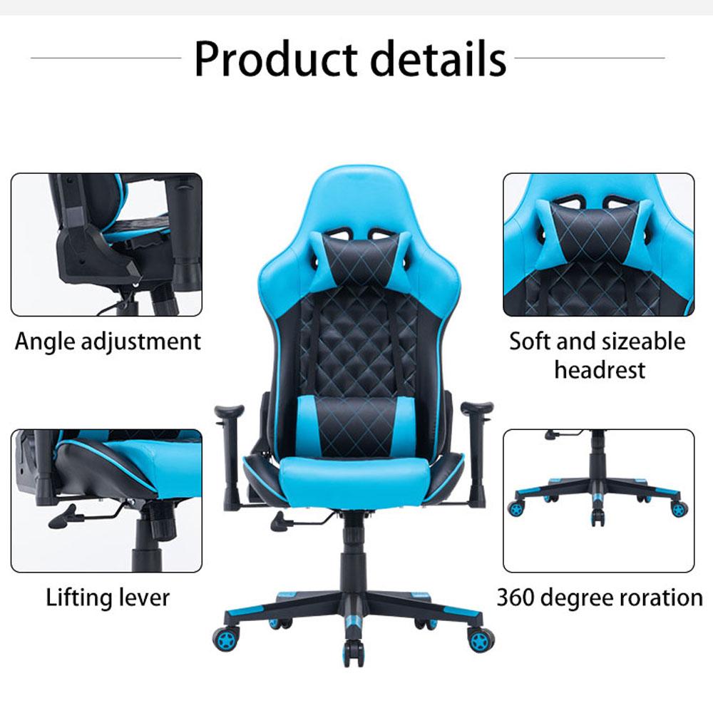 Gaming Chair Ergonomic Racing chair 165° Reclining Gaming Seat 3D Armrest Footrest Pink White