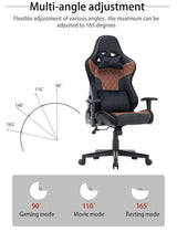 7 RGB Lights Bluetooth Speaker Gaming Chair Ergonomic Racing chair 165° Reclining Gaming Seat 4D Armrest Footrest Black