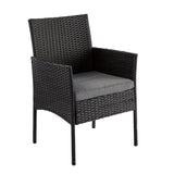 Outdoor Minimalist Black Wicker 6-Seater Dining Set