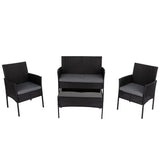 4 Seater Wicker Outdoor Lounge Set &#8211; Black