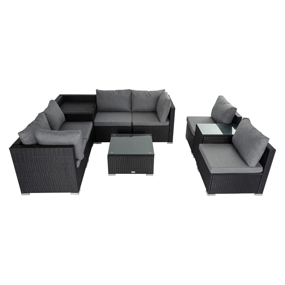 Modular Outdoor Lounge Set-9pcs Sofa, Armchairs and Coffee Table