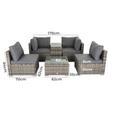 Outdoor Modular Lounge Sofa with Wicker End Table Set