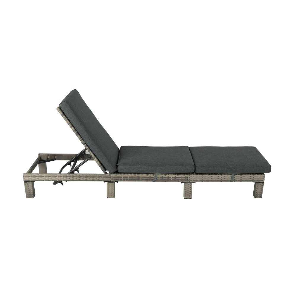 Grey Rattan Sunbed with Adjustable Recline