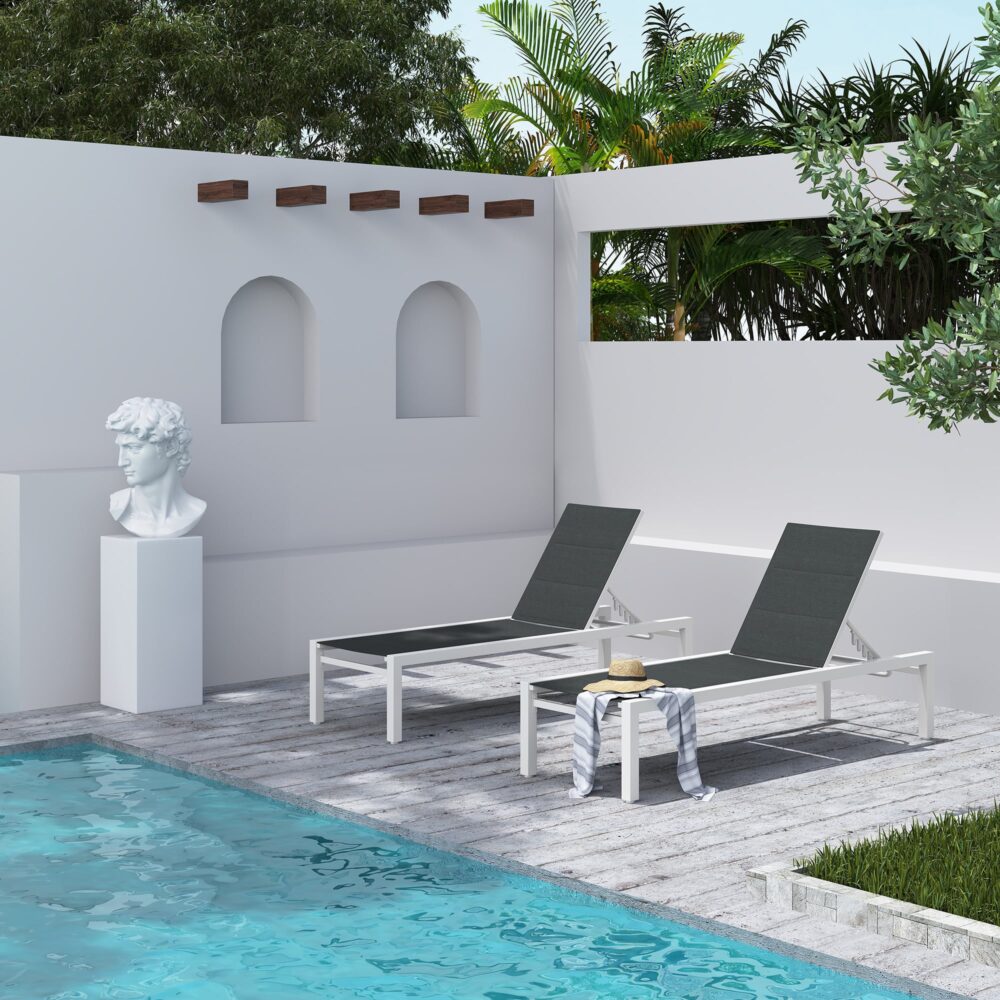 Adjustable Outdoor Sun Lounger in Aluminium White