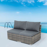 Grey Armless Outdoor Sofa Set